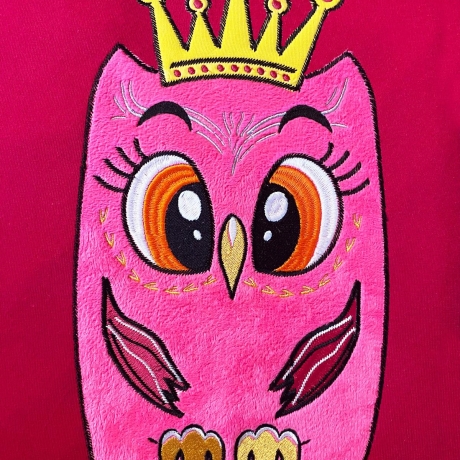 Stickdatei Applikation Eule Prinzessin in 3 Größen
