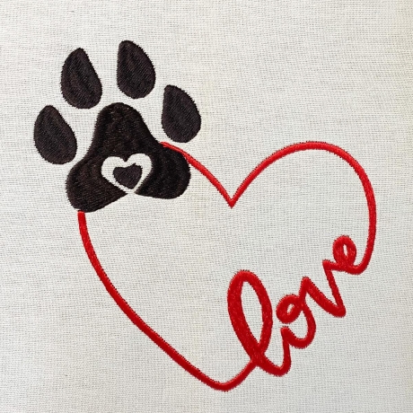 Stickdatei Loveherz simple und Hundepfote in 6 Größen