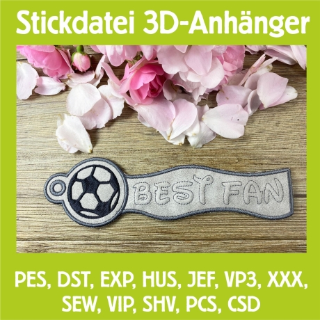 Stickdatei 3D-Anhänger BEST FAN, 3D-Stick, Lesezeichen