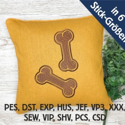 Stickdatei Hunde Knochen in 6 Größen, Maschinenstickdatei