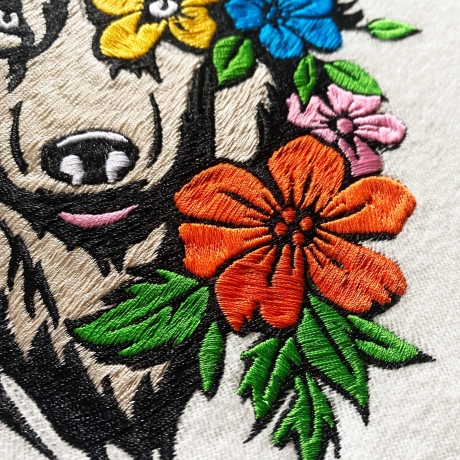 Stickdatei Wolf floral in 5 Größen, Stickmuster mit Tier-Motiv