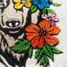 Stickdatei Wolf floral in 5 Größen, Stickmuster mit Tier-Motiv