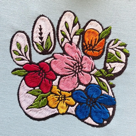 Stickdatei florale Hundepfote in 6 Größen, Maschinenstickdatei