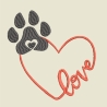 Stickdatei Loveherz simple und Hundepfote in 6 Größen