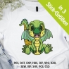 Stickdatei Applikation Drache Flip in 3 Größen