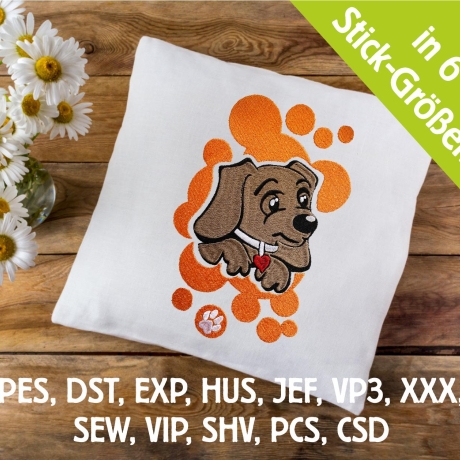 Stickdatei Hund Strolch in 6 Größen
