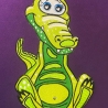 Stickdatei Applikation Kroko Krokolino in 3 Größen