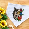 Stickdatei Wolf floral in 5 Größen, Stickmuster mit Tier-Motiv