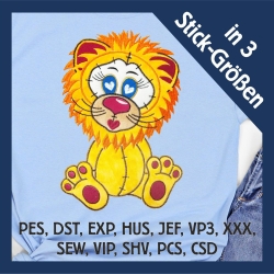 Stickdatei Applikation Löwe Casimir in 3 Größen