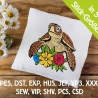 Stickdatei Schildkröte floral in 5 Größen