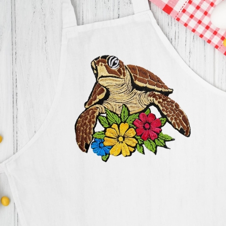 Stickdatei Schildkröte floral in 5 Größen
