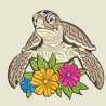 Stickdatei Schildkröte floral in 5 Größen