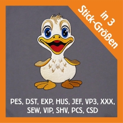 Stickdatei Applikation Ente Duggy in 3 Größen