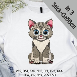 Stickdatei Applikation Katze Morle in 3 Größen