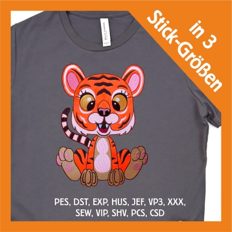 Stickdatei Applikation Tiger Lilly in 3 Größen