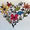 Stickdatei Blumenherz in 6 Größen, Maschinenstickerei