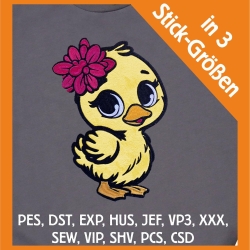 Stickdatei Applikation Entchen Schnuggelinchen in 3 Größen