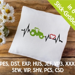 Stickdatei Sinus Traktor in 6 Größen, Maschinenstickerei