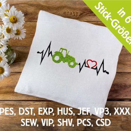 Stickdatei Sinus Traktor in 6 Größen, Maschinenstickerei