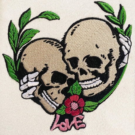 Stickdatei Totenkopf Love in 5 Größen