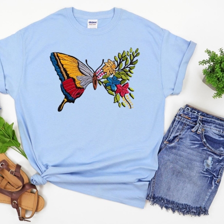 Stickdatei Schmetterling Blume in 6 Größen