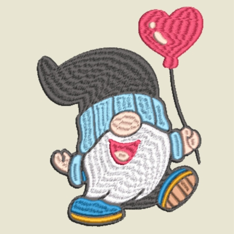 Stickdatei Gnom mit Herzballon in 6 Größen