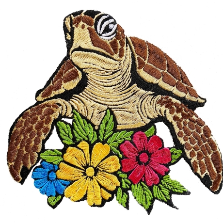 Stickdatei Schildkröte floral in 5 Größen