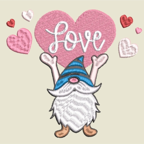 Stickdatei Love Gnom in 6 Größen, Maschinenstickerei