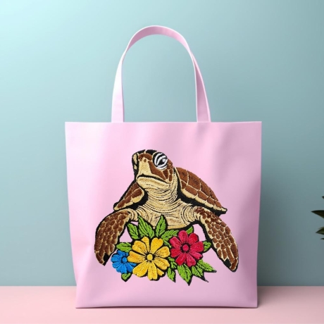 Stickdatei Schildkröte floral in 5 Größen