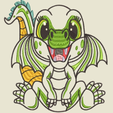 Stickdatei Applikation Drache Flip in 3 Größen