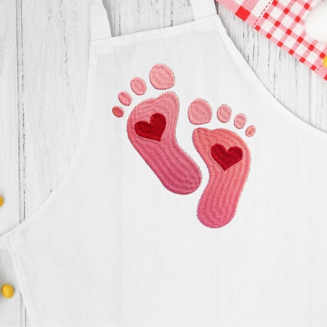 Stickdatei Baby Füßchen in 6 Größen, Stickmuster zur Geburt