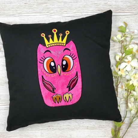 Stickdatei Applikation Eule Prinzessin in 3 Größen
