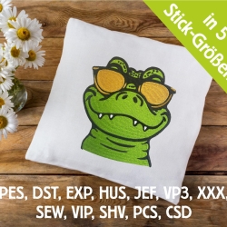 Stickdatei Krokodil in 5 Größen, Stickmuster mit Tier-Motiv