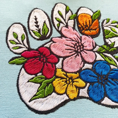 Stickdatei florale Hundepfote in 6 Größen, Maschinenstickdatei