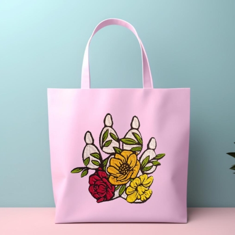 Stickdatei florale Hundepfote mit Kralle in 6 Größen