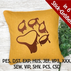 Stickdatei Hundepfote in 6 Größen, Stickmuster mit Hundemotiv