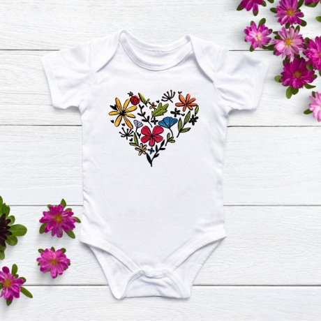 Stickdatei Blumenherz in 6 Größen, Maschinenstickerei
