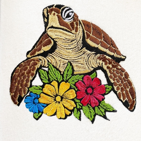 Stickdatei Schildkröte floral in 5 Größen
