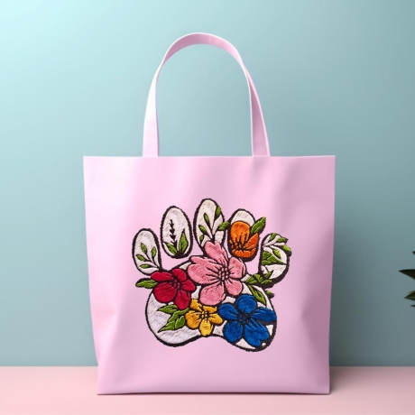 Stickdatei florale Hundepfote in 6 Größen, Maschinenstickdatei