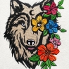 Stickdatei Wolf floral in 5 Größen, Stickmuster mit Tier-Motiv
