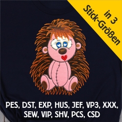 Stickdatei Applikation Igel Fridolin in 3 Größen