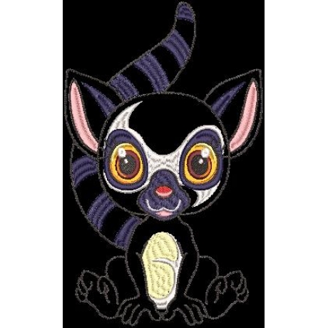 Stickdatei Applikation Lemur Julien in 3 Größen