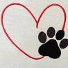 Stickdatei Herz mit Hunde Pfote in 6 Größen