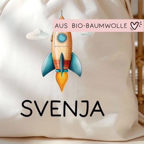 Sportbeutel Rucksack Rakete Stoffbeutel Turnbeutel Gymsack Kindergartentasche Schule Kindergarten Weltraum - Weihnachten oder Geburtstag