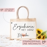 Erzieherin mit Herz - Personalisierte Tasche Jute - Geschenk Juteasche Abschiedsgeschenk Schule Kindergarten - Beste Erzieherin Wunschtext