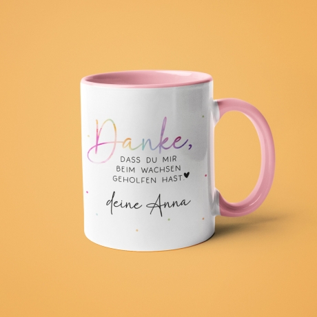 Tasse mit Wunschnamen - Danke dass du mir beim wachsen geholfen hast - Kindergarten Abschied - Tasse Erzieherin - Personalisiert - Geschenk