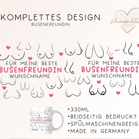 Personalisierte Busenfreundin Kaffeetasse in weiß | Für die beste Freundin - BFF - Muttertag Geschenk - liebste Freundin - mit Namen - 330ml