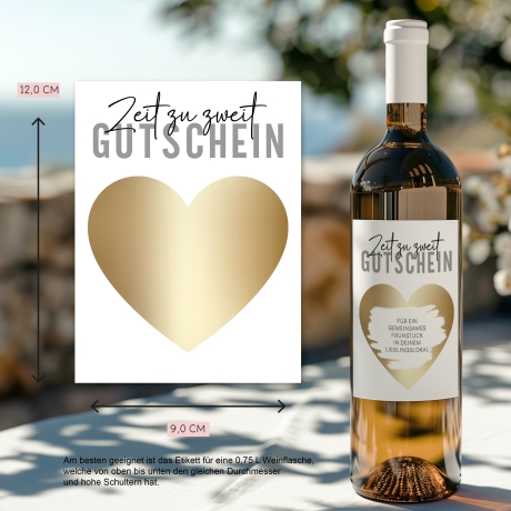 Weinetikett Rubbellos - Zeit zu zweit Gutschein - Personalisiertes Weinflaschen-Etikett - Weihnachten Geburtstag Valentinstag Geschenk