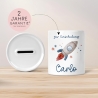 Einschulung Spardose Rakete für Kinder - Personalisiert Rakete Weltraum und Namen - Geschenk für Junge & Mädchen zur Einschulung Schule