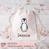 Turnbeutel Wäschebeutel Pinguin - Personalisiert - Wunschnamen - Schule - mit Name - Rucksack - Wechselkleidung - Weihnachten - Geburtstag